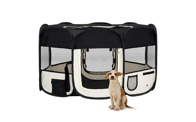 Foldbar Hundegård Med Bæretaske - 145 × 145 × 61 Cm, Sort Creme