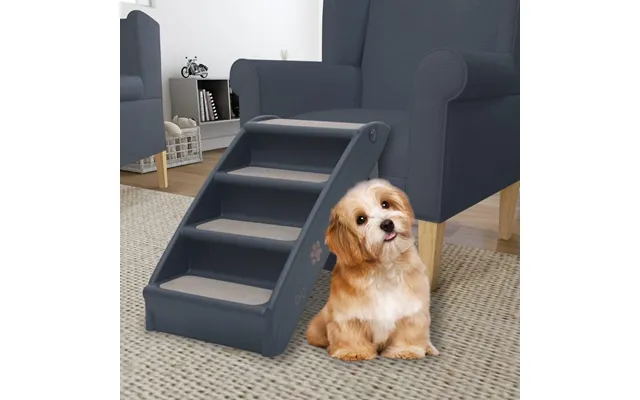 Foldbar Hundetrappe Med 4 Trin - Mørkegrå