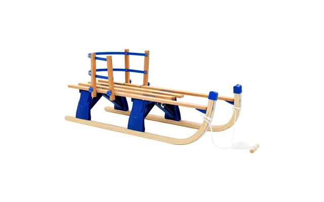Foldbar Trækælk Med Ryglæn 119 Cm - Træ Og Blå