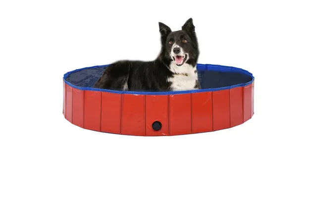Foldbart Hundebassin 160 × 30 Cm - Pvc, Rød
