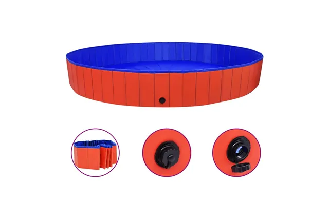 Foldbart Hundebassin 300 × 40 Cm - Pvc, Rød