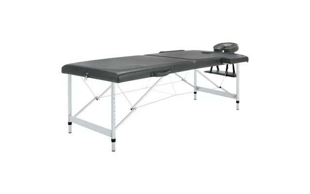 Foldbart Massagebord 2 Zoner - Aluminiumsstel 186×68 Cm, Antracitgrå