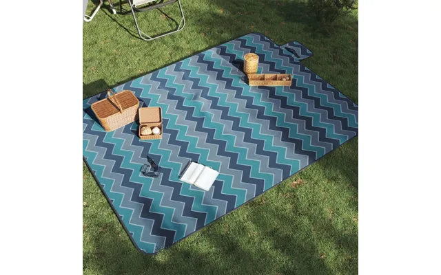 Foldbart Picnictæppe 200 × 150 Cm - Bølget Fløjl, Blå