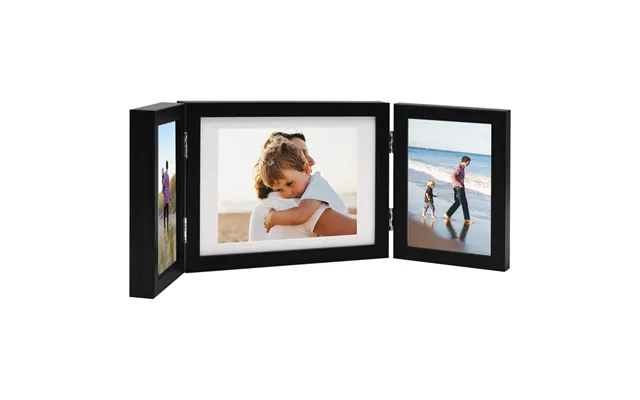 Folderamme Til 3 Billeder 22x15 Cm 2x 10x15 Cm Sort