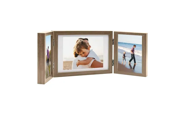 Folderamme Til 3 Billeder 28x18 Cm 2x 13x18 Cm Lysebrun