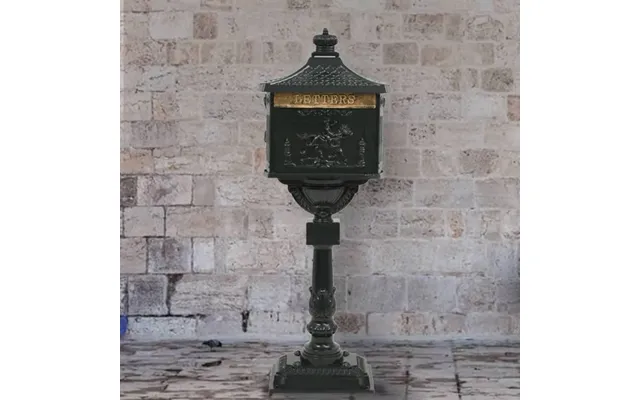 Fritstående Postkasse Med Piedestal I Støbt Aluminium - Vintagestil, Grøn