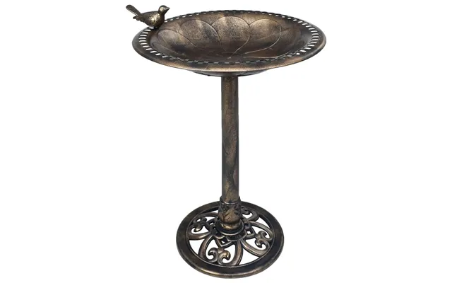 Fuglebad I Plastik - Bronzefarvet På Piedestal, Ø50 × 76 Cm