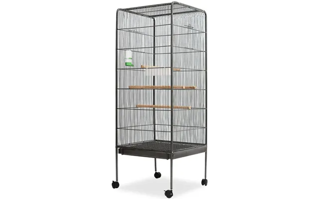 Fuglebur På Hjul 54 × 54 × 146 Cm - Stål, Sort