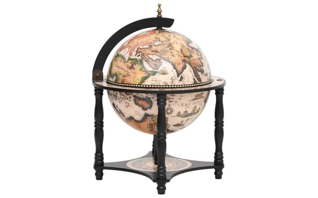 Globus-bar I Massivt Eukalyptustræ - Sort, 42 × 42 × 57 Cm