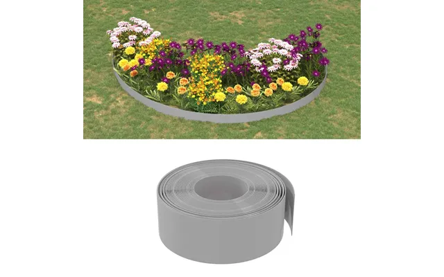 Græskanter - 4 Stk. Fleksibel Bedkant 10 M × 20 Cm, Pe, Grå