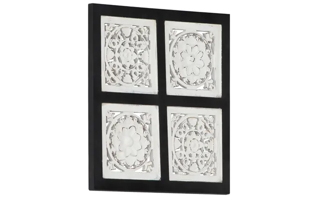 Håndskåret Vægpanel 40x40x1,5 Cm Mdf Sort Og Hvid
