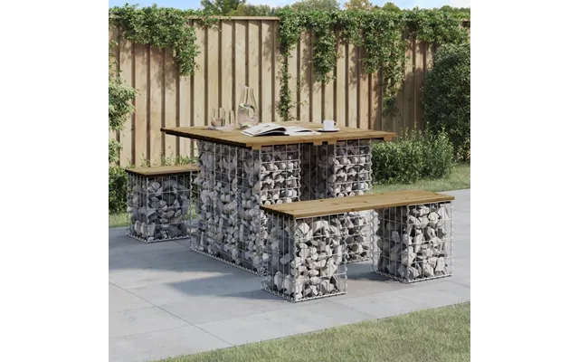 Havebord I Gabiondesign 100 × 102 × 72 Cm - Imprægneret Fyrretræ