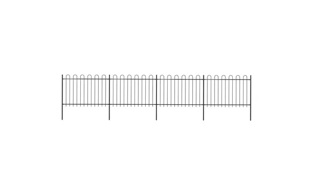 Havehegn Med Buet Top I Stål - 714,5 × 120 Cm, Sort 4 Paneler