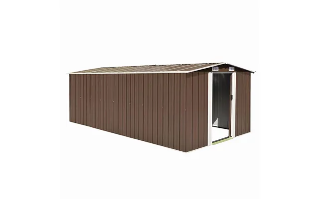 Haveskur I Metal 257 × 489 × 181 Cm - Brun Med Skydedøre