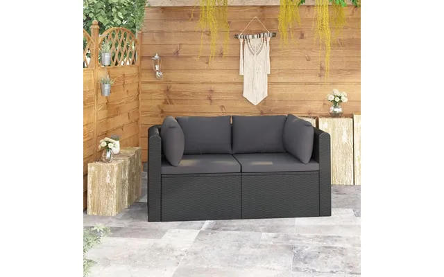Havesofasæt I Polyrattan - 2 Dele Med Hynder, Sort