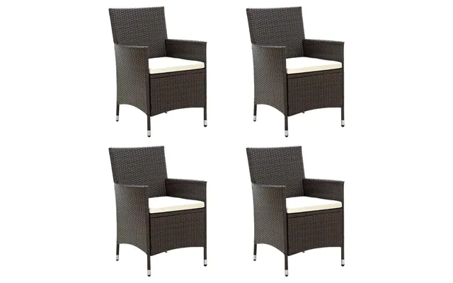 Havestole Med Hynder - 4 Stk. Polyrattan, Brun