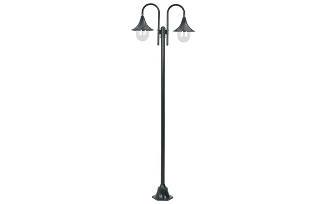 Havestolpelampe E27 220 Cm Med 2 Lanterner - Mørkegrøn