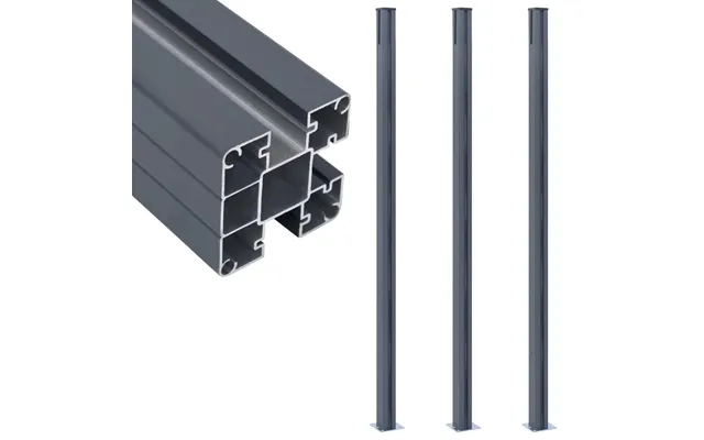 Hegnspæle 3 Stk. 185 Cm - Aluminium, Mørkegrå