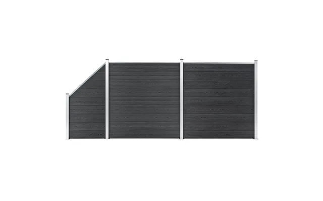 Hegnssæt 2 Firkantede 1 Skrå 446 X 186 Cm - Wpc, Grå