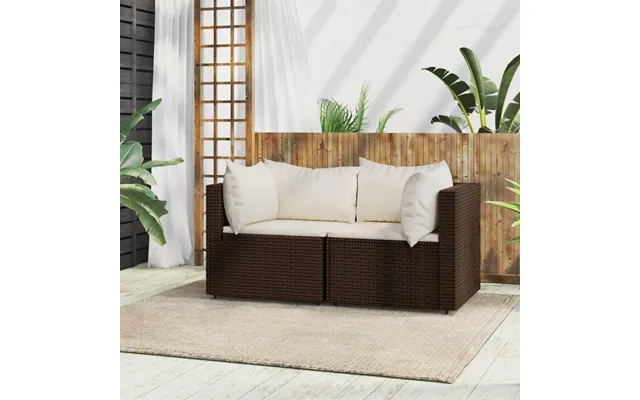 Hjørnemoduler Til Havesofa 2 Stk. Med Hynder - Polyrattan, Brun