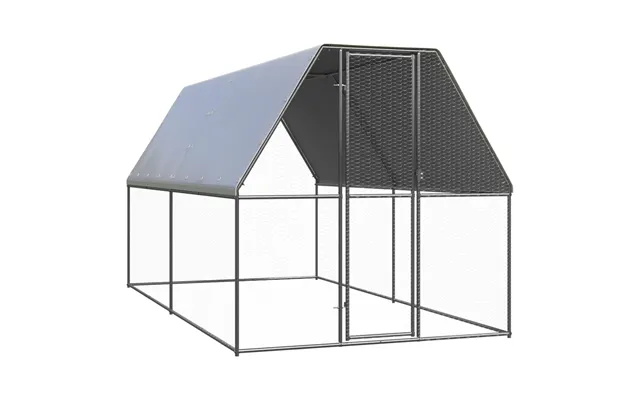 Hønsegård 2 × 4 × 2 M - Galvaniseret Stål Med Vandafvisende Tag
