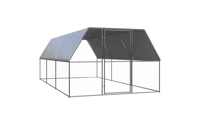 Hønsegård 3 × 6 × 2 M - Galvaniseret Stål Med Vandafvisende Tag