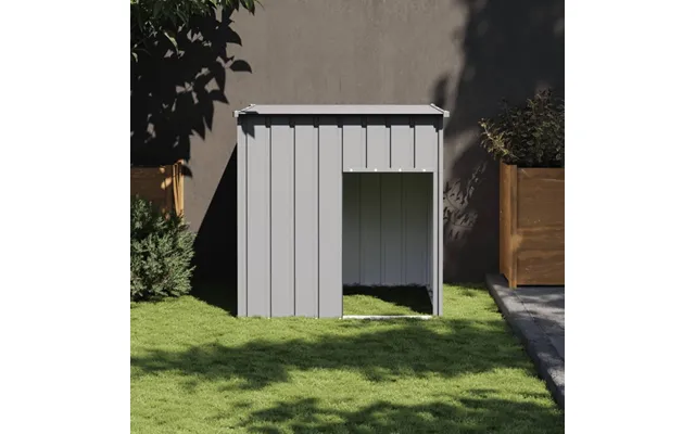 Hundehus Med Tag - Lysegrå 110×103×109 Cm I Galvaniseret Stål