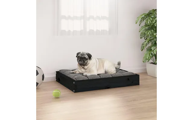 Hundeseng 61,5x49x9 Cm Massivt Fyrretræ Sort