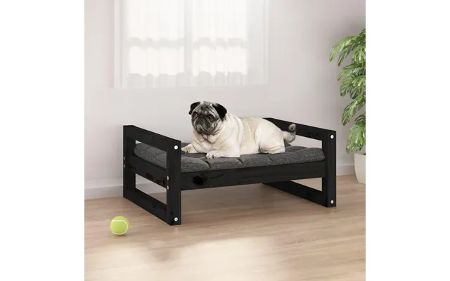 Hundeseng I Massivt Fyrretræ - Sort, 65,5 × 50,5 × 28 Cm