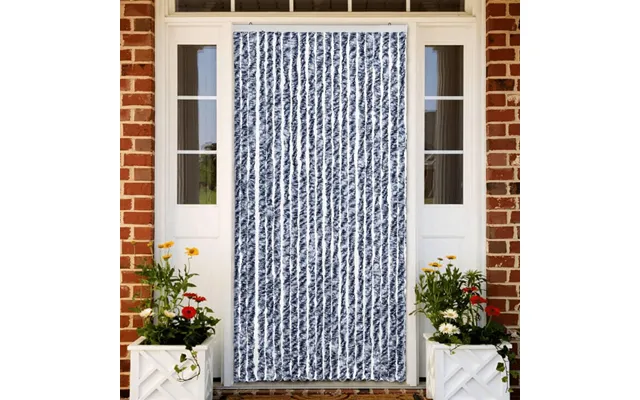 Insektgardin 90 × 220 Cm - Blå, Hvid Og Sølvfarvet Chenille
