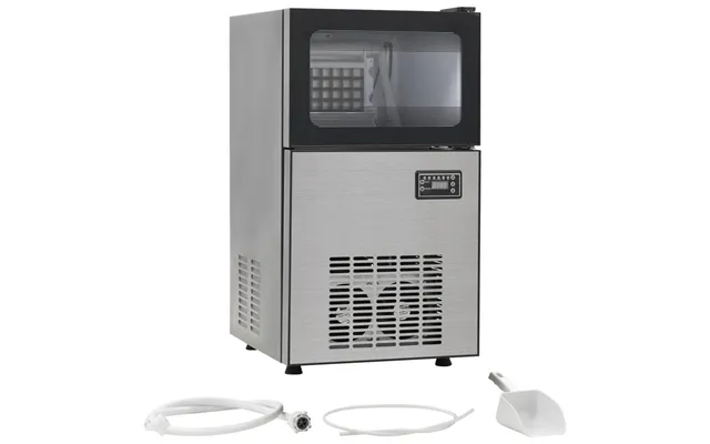 Isterningmaskine 45 Kg 24 T - Sort Sølv, 36 Kuber Pr. Cyklus