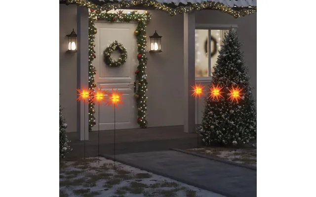 Juledekoration Med Led-lys Og Jordspyd - 3 Stk. Foldbare Røde Stjerner, 35 Cm
