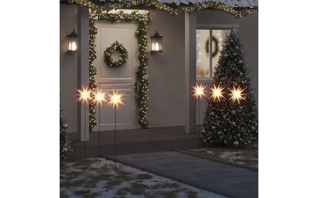 Juledekoration Med Led-lys Og Jordspyd - 3 Stk., Foldbare Stjerner 35 Cm, Hvid