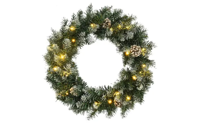 Julekrans Med Led-lys 60 Cm - Pvc Grøn