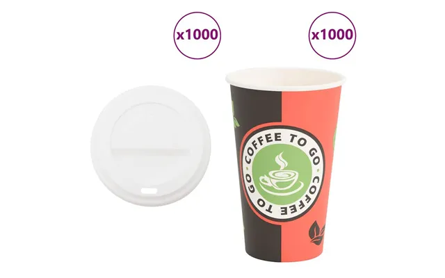 Kaffekopper Af Papir Med Låg - 1000 Stk., 16 Oz 400 Ml, Ø90 Mm