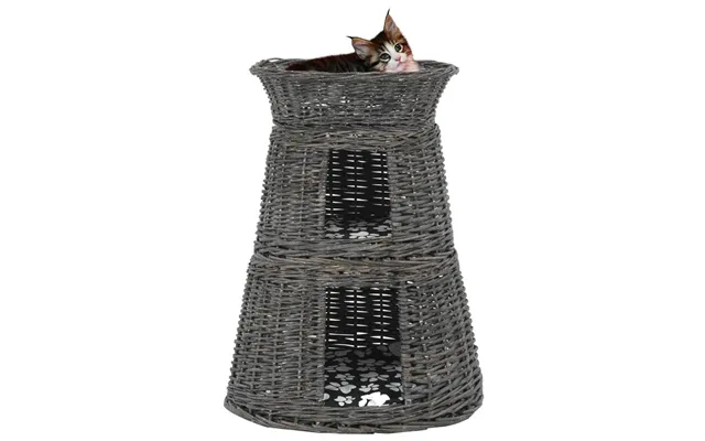 Kattekurve Med Hynder - 3 Niveauer 47 × 34 × 60 Cm I Naturligt Piletræ, Grå