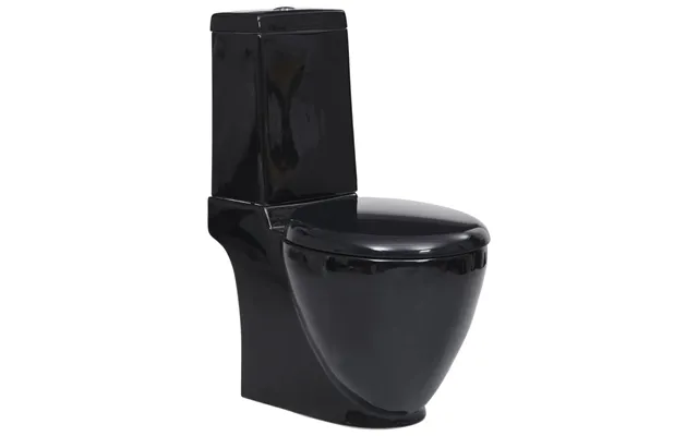 Keramisk Toilet Med Horisontalt Bagudløb - Sort, Dobbeltskyl 3 6 L Og Soft Close-sæde