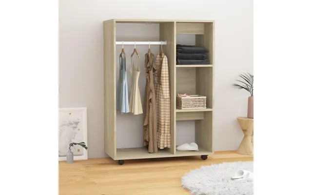 Klædeskab På Hjul 80×40×110 Cm - Konstrueret Træ, Sonoma-eg