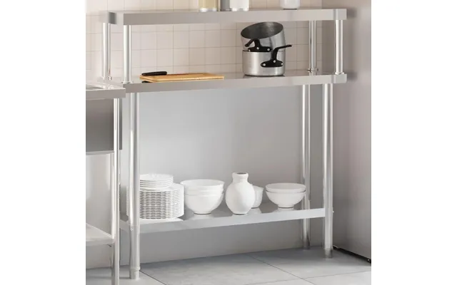 Køkkenbord Med Tophylde 110x30x120 Cm Rustfrit Stål