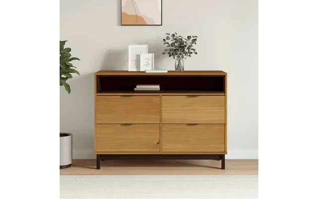 Kommode Flam 110×40×80 Cm I Massivt Fyrretræ - 4 Skuffer Og Åbent Rum
