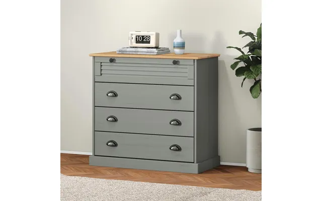 Kommode Vigo 80 X 40 X 76 Cm I Massivt Fyrretræ - Grå
