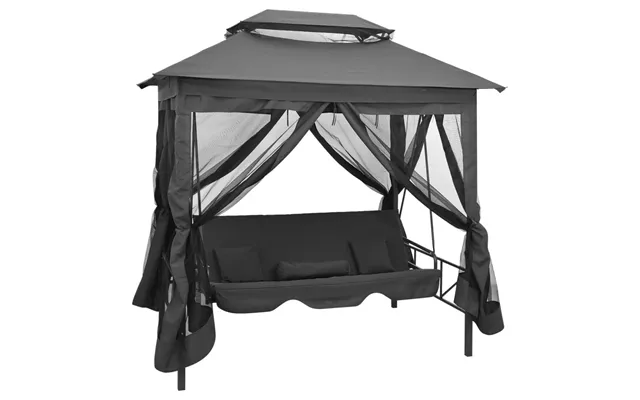 Konvertibel Gyngesofa Med Baldakin 220 × 160 × 240 Cm - Stål, Antracitgrå