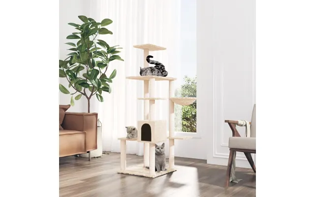Kradsetræ Med Sisal-kradsestolper 142 Cm - Cremefarvet