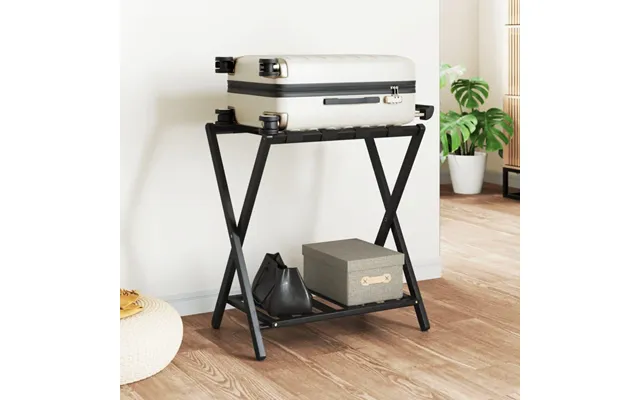 Kuffertbænk I Bambus - Sort, 68×38×58 Cm Foldbart Bagagestativ