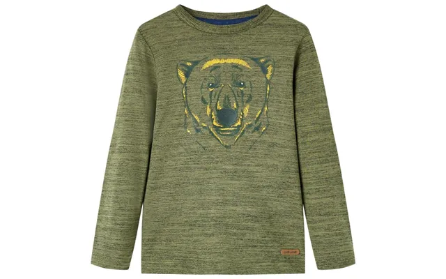 Langærmet T-shirt Til Børn Str. 104 Kakimeleret