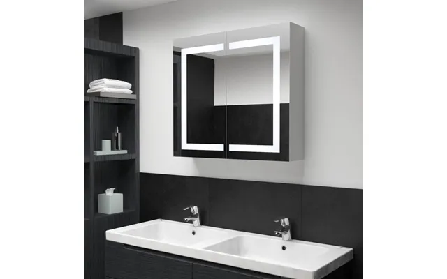 Led-spejlskab Til Badeværelse 80×12,2×68 Cm - Hvid Sølv