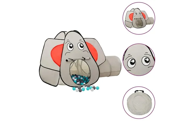 Legetelt Med Tunnel Og 250 Bolde - Elefant, Grå, 174×86×101 Cm