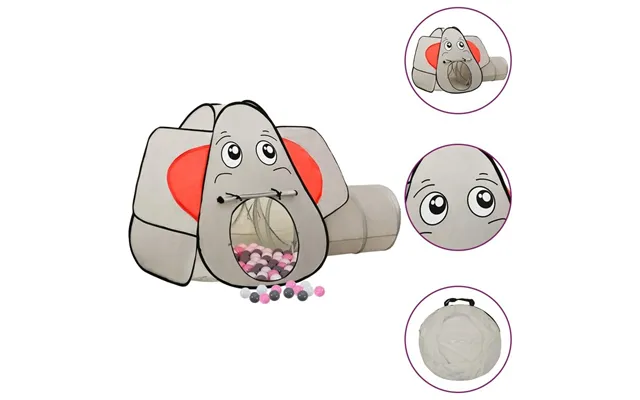 Legetelt Til Børn Med Tunnel Og 250 Bolde - Elefant, Grå, 174×86×101 Cm