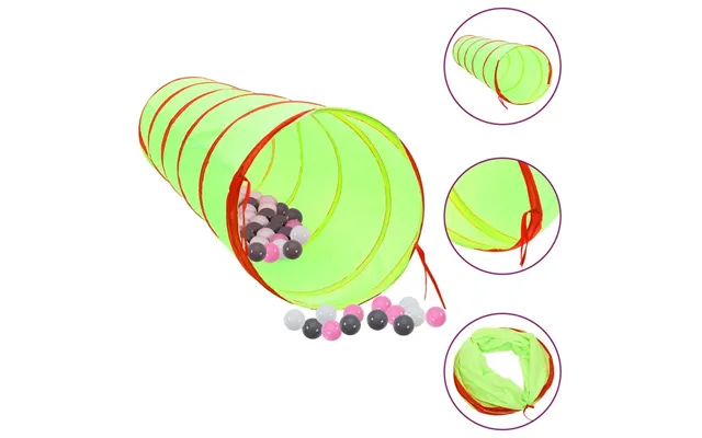 Legetunnel Til Børn 175 Cm Med 250 Bolde - Grøn Polyester