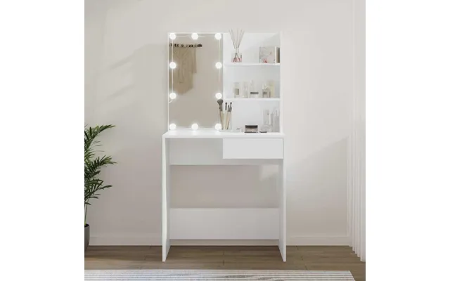 Makeupbord Med Led-lys 74,5 × 40 × 141 Cm - Hvid